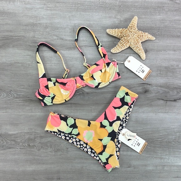 🔆BILLABONG🔆 PRETTY DAZE UNDERWIRE PRETTY DAZE FIJI BIKINI SET - Picture 2 of 16
